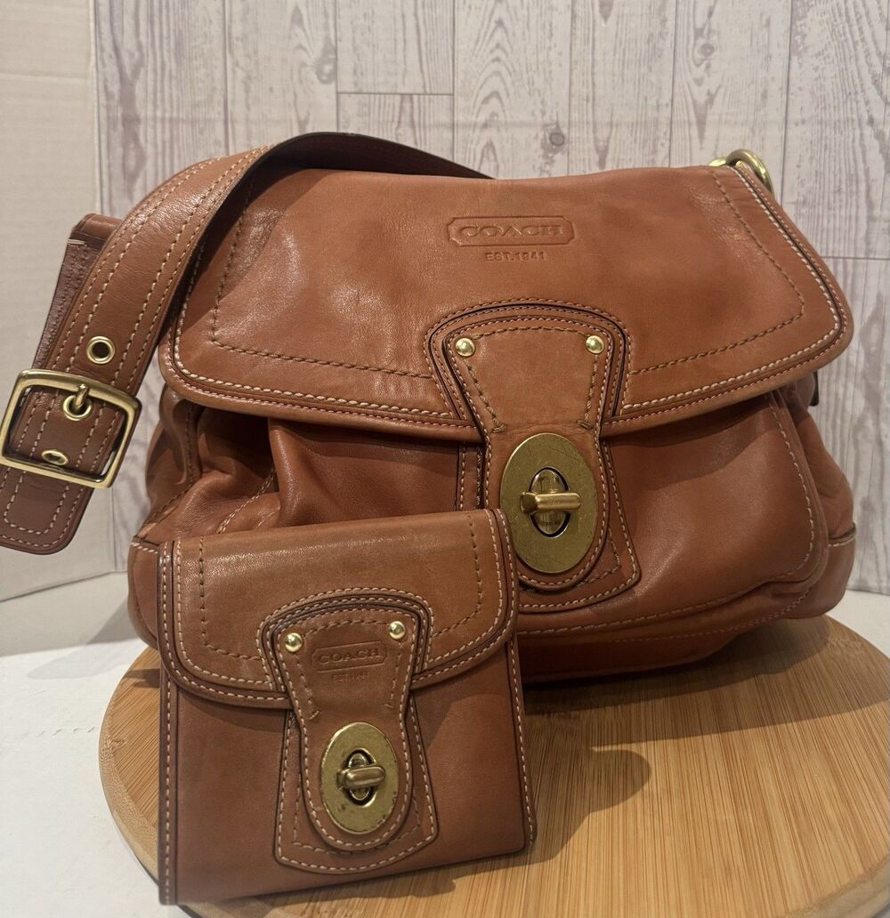 VTG Y2K Coach Legacy Ali 65th Anniversary  Leather Whiskey Brown Shoulder Set